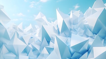 Abstract Blue Crystal Polygonal Landscape Background