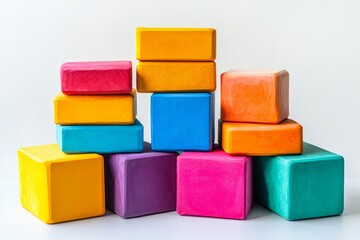 Vibrant Colorful Stacked Blocks: A Playful Exploration of Shapes and Colors for Children's Development