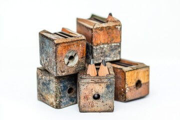 Vintage Wooden Pencil Sharpeners: A Timeless Collection of Rustic Cubed Holders