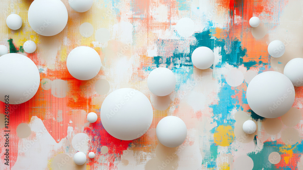 Poster abstract vector background with simple volume white circles