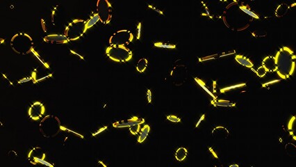 Golden poker chips. Computer generated