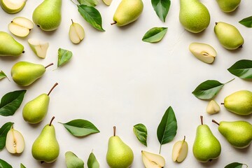 green pears on a black background