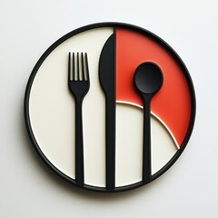 Fototapeta premium Abstract illustration of a plate with cutlery