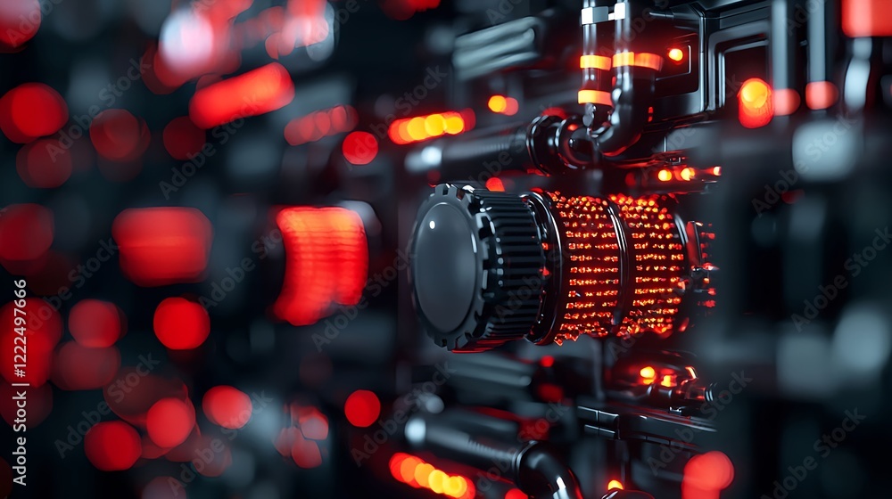 Aufkleber abstract technology background with glowing red lights and circuits
