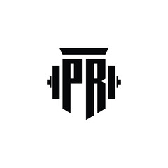 PR monogram logo design letter text name symbol monochrome logotype alphabet character simple logo