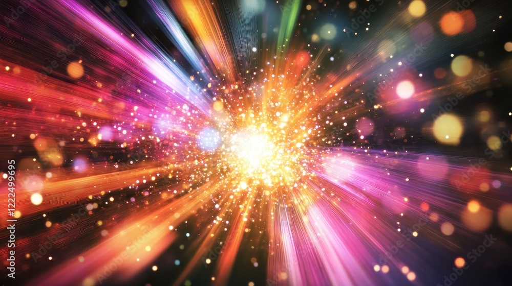 Aufkleber dynamic abstract light burst with vibrant colors and bokeh effects