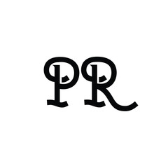 PR monogram logo design letter text name symbol monochrome logotype alphabet character simple logo