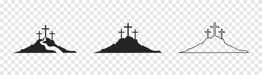 Cross symbol. Three crosses. Calvary. Vector.