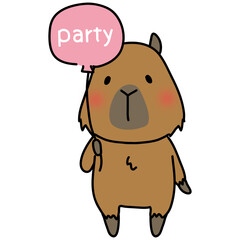 パーティーの風船を持っているカピバラ