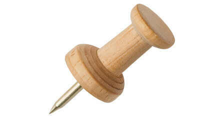 wooden push pin isolated on white background eco-friendly office supplies and decorative stationery
