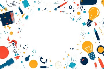 Obraz premium Colorful Backdrop of School Supplies and Creative Ideas