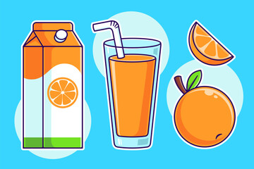 Orange Juice Packaging Cartoon Vector Illustration Fresh Orange Juice Isolated Concept Icon