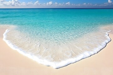 Serene Turquoise Ocean Wave on Sandy Beach