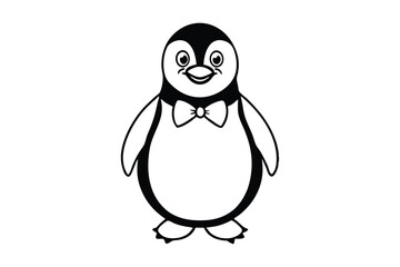 A cartoon line art drawing of a chubby penguin.eps