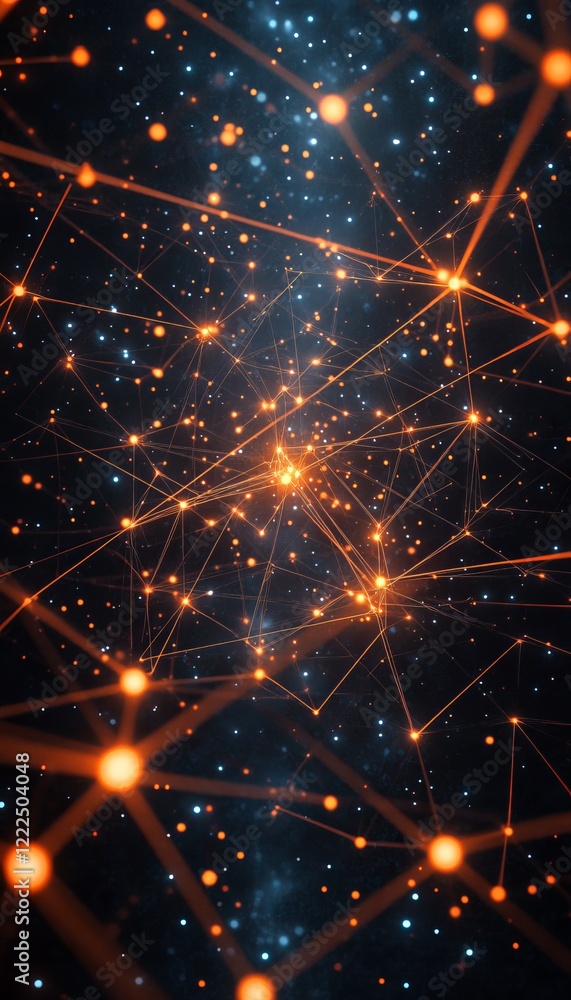 Poster global network, digital connections. abstract background with nodes and lines of data flow