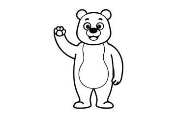 A cartoon line art drawing of a friendly bear standing on its hind legs.eps