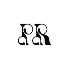 PR monogram logo design letter text name symbol monochrome logotype alphabet character simple logo