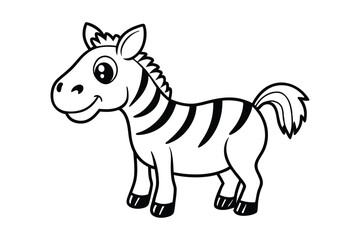 Obraz premium A cartoon line art drawing of a happy zebra.eps
