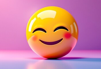 Fototapeta premium Smiling Emoji 3d Render Happy Face Illustration