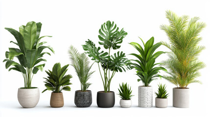 Obraz premium Monstera and palm leaf. Tropic plant isolated set. Banana tree green element for botanical illustration. 3d exotic hawaiian design collection. Mexican garden clipart for decorative summer spa