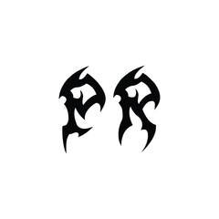 Obraz premium PR monogram logo design letter text name symbol monochrome logotype alphabet character simple logo