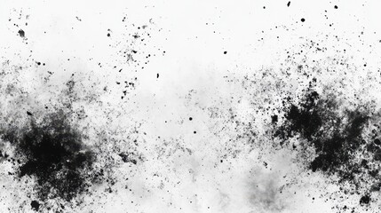 Obraz premium Textured Black Ink Splatters and Spots on White Background - Abstract Grunge Overlay.
