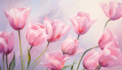 pink tulips in spring