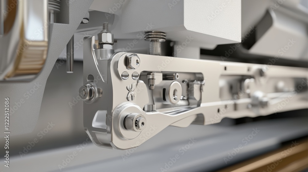 Poster close-up view of a precision engineering component showcasing intricate mechanical details