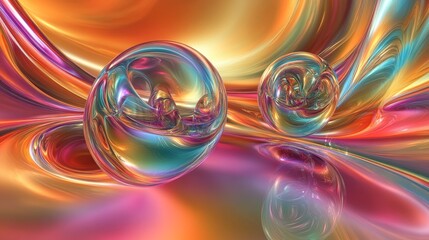 Obraz premium Abstract Neon Liquid Flow Render. Vibrant Surreal Art
