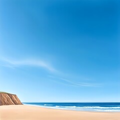 Fototapeta premium Scenic Coastal View with Cliffs and Clear Blue Sky by the Ocean