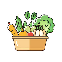 vegetables basket icon, vegetables basket vector illustration-simple illustration of vegetables basket, perfect for vegetables basket logos and icons