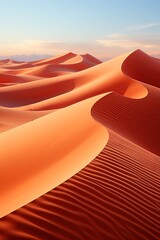 A scene of golden sand dunes under a clear blue sky in the Sahara Desert