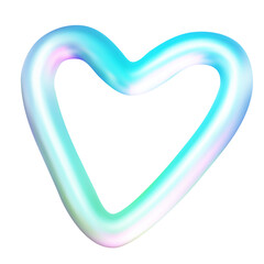 Neon heart isolated on transperant. Y2K holographic heart design. 3D vector illustration