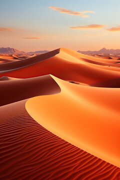 A scene of golden sand dunes under a clear blue sky in the Sahara Desert
