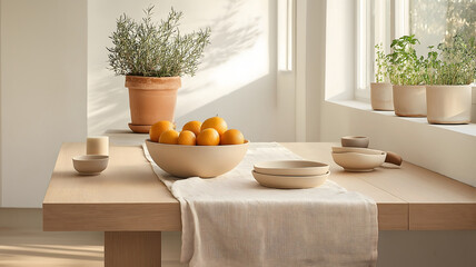 Scandinavian Style Minimalist Kitchen Interior - Generative AI