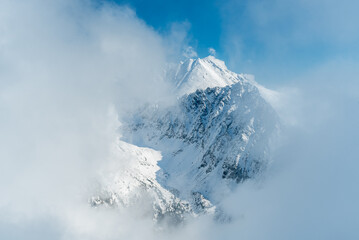 Zlomiskova dolina valley, Tupa and Koncista mountain peaks from Patria mountain peak in winter High Tatras mountains in Slovakia © honza28683