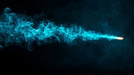 Vibrant Blue Smoke Stream in Dark Background for Visual Effects