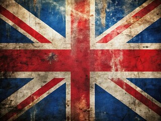 Fototapeta premium Distressed grunge Union Jack, a vintage British flag wallpaper for patriotic backgrounds.