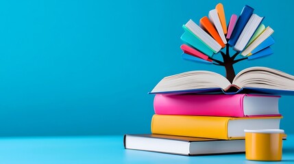 Colorful Books Forming a Tree A Concept of Growth and Knowledge