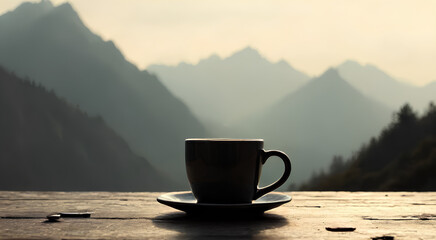 cup of coffee on the mountain