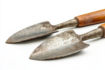 Pair of Aged Garden Tools with Rustic Charm.  Vintage gardening tools, perfect for a rustic garden or farm.  Hand-crafted tools for the discerning gardener.