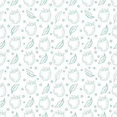 Cute green summer seamless pattern with doodle style illustrations. Simple design. Perfect decoration for textiles, gift paper and other printed products.