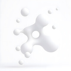 White Organic metaball shape 3d illustration isolated on white background