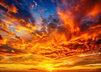 Obraz premium Fiery sunset: minimalist texture of orange, yellow, and red clouds. Dramatic sky background.