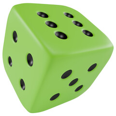 Stylized green dice. Isolated on transparent background
