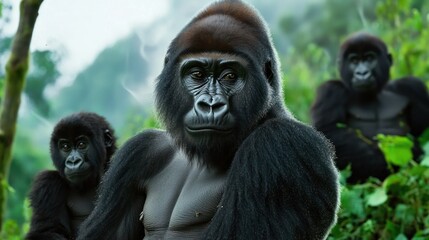 Obraz premium Gorilla Family in Rainforest