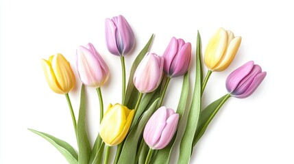 Obraz premium Pastel Tulips on White