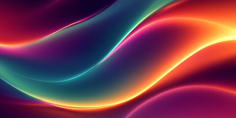 Obraz premium Luminous waves flow in an abstract design with vibrant colors against a dark background