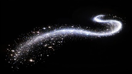 Sparkling light trail glittering universe night.