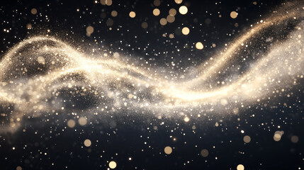 Obraz premium White dust spray and wavy flows of golden powder isolated on transparent background. Vector realistic set of smoke or vapor with particles splash from aerosol, stream of spraying cosmetic